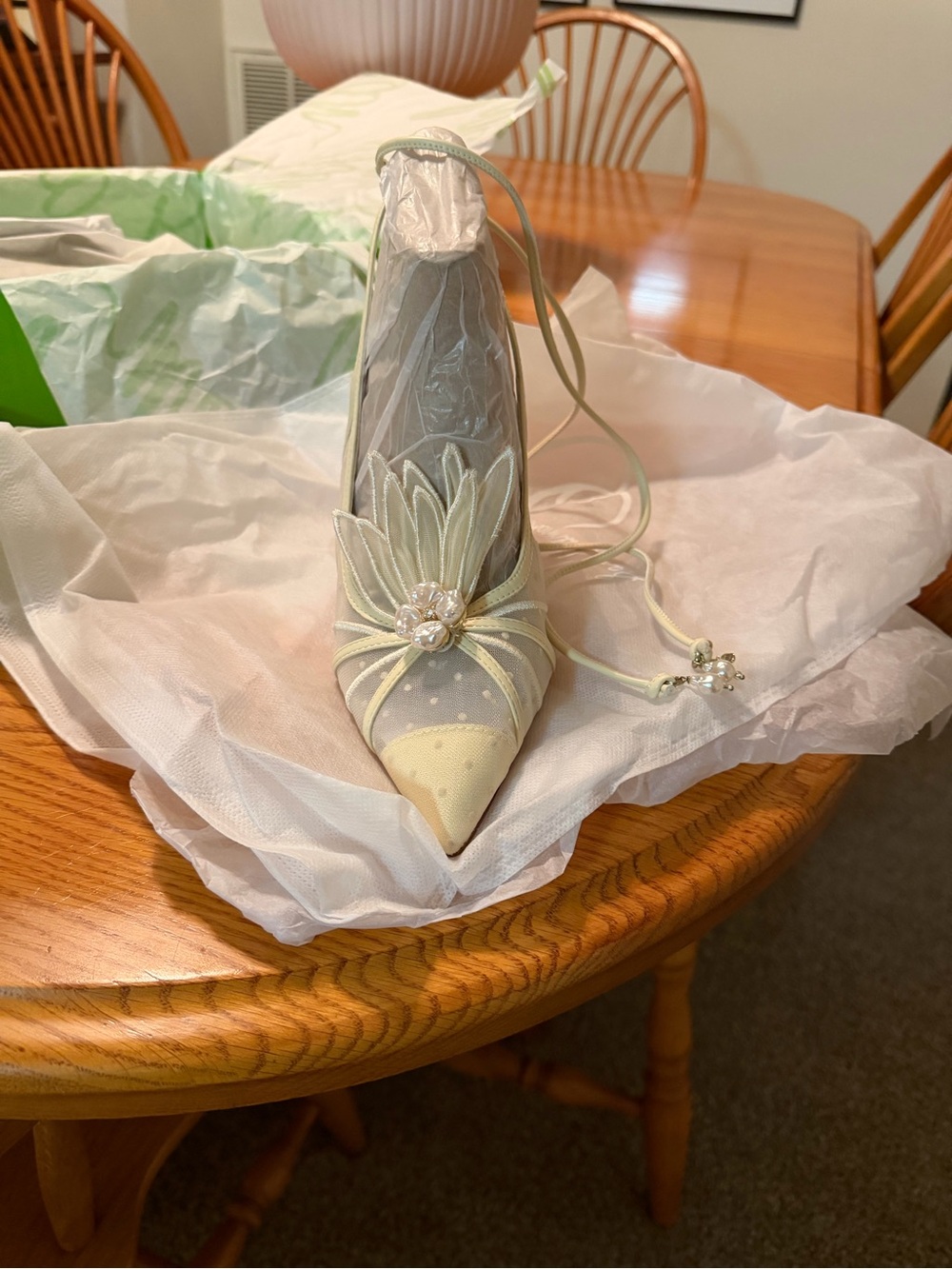 Sam Edelman Women's Aura Lace Up Stiletto Heel Ivory Tulle 8.5 - Picture 6 of 7